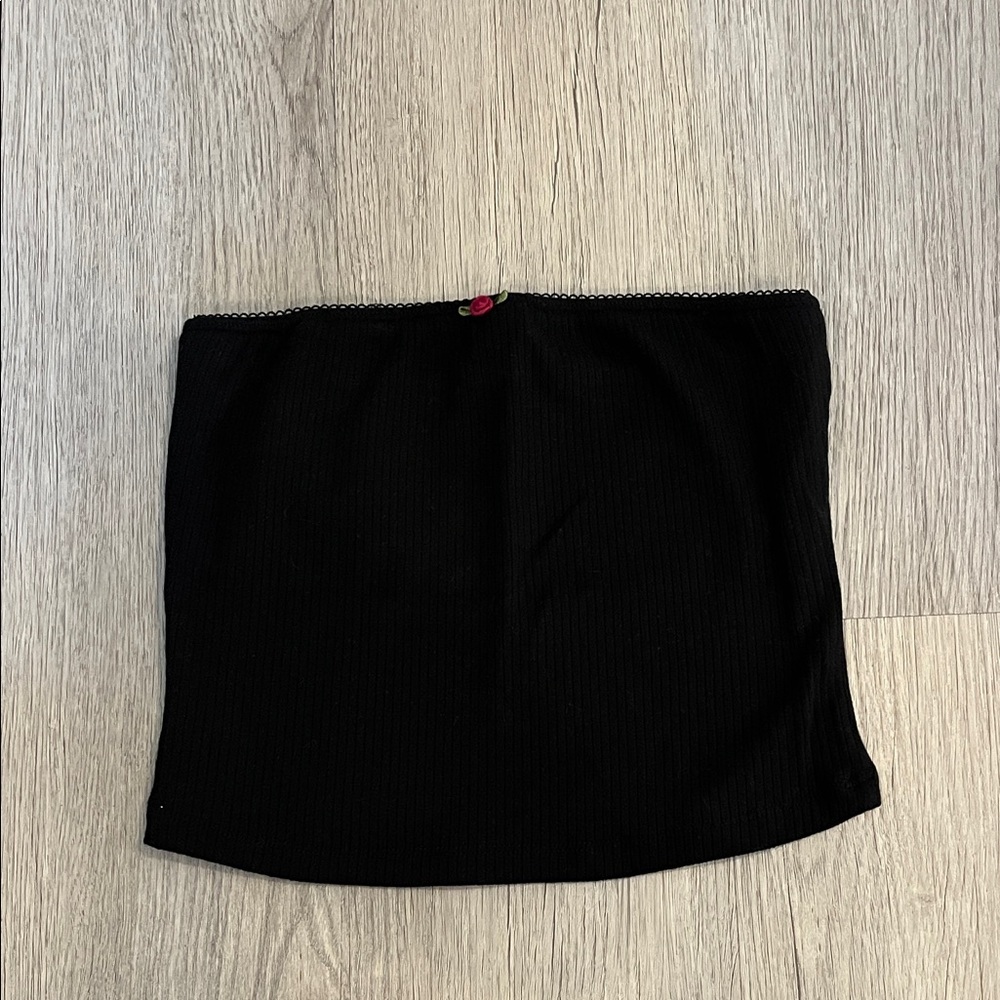 Black Tube Top with Rose
